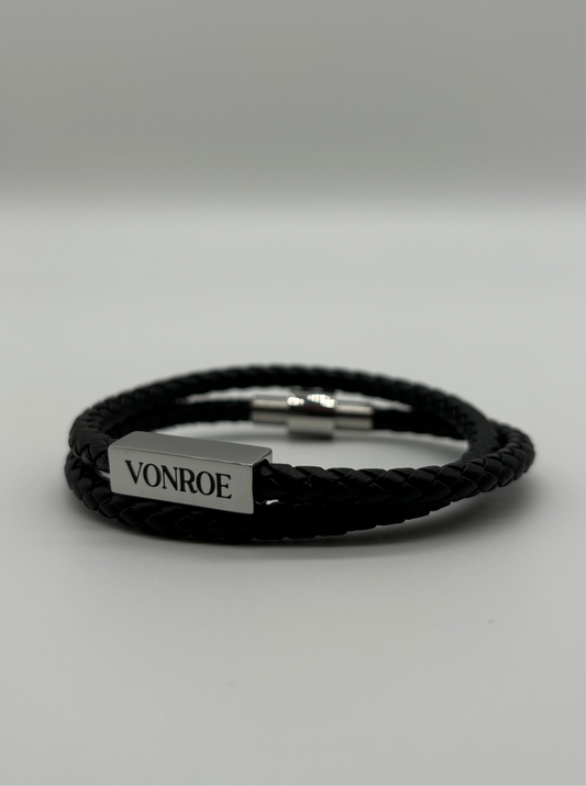 VONROE LEATHER BRACELET - BLACK